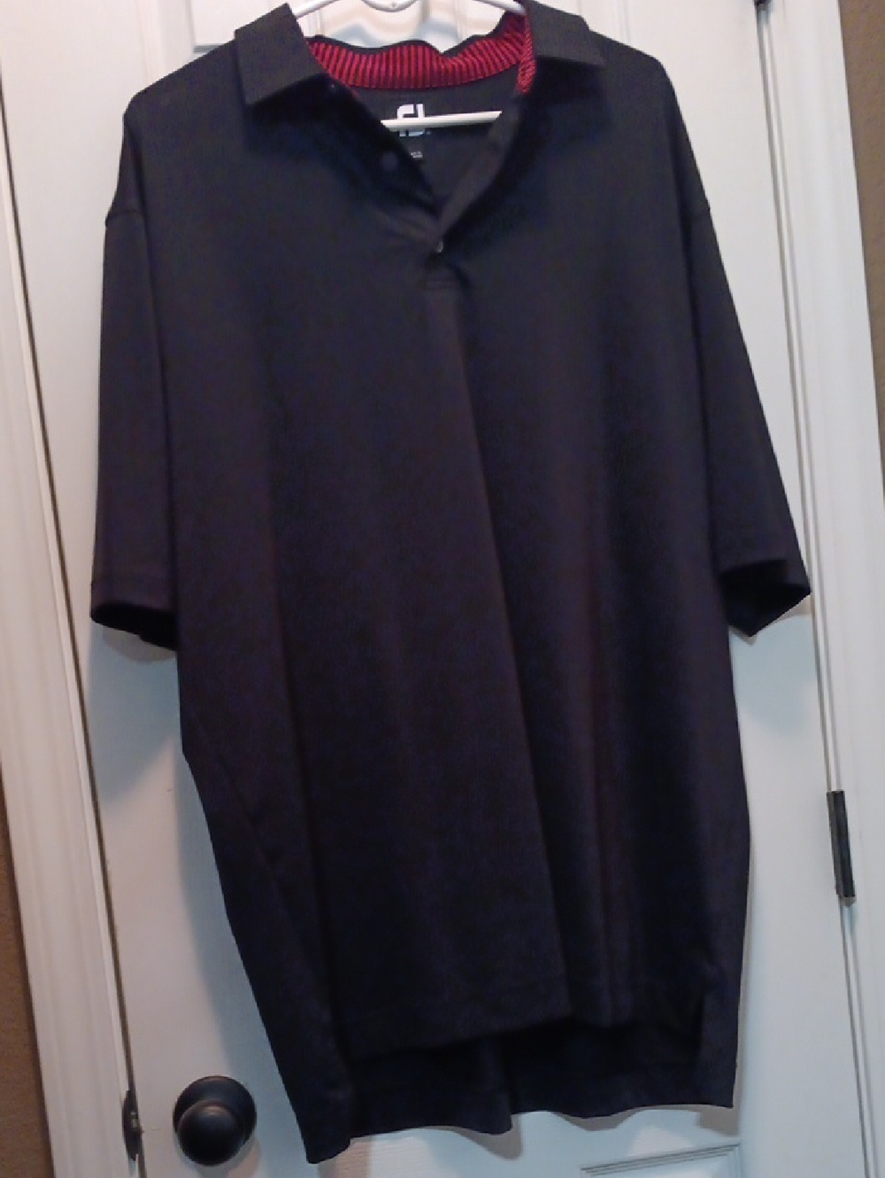 Foot Joy Men's Black Polo with Red Inner Trim With Mill Steel Arm Logo